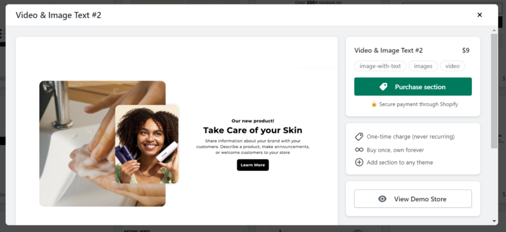 Section Store app - Video & Image Text #2 for Shopify stores.